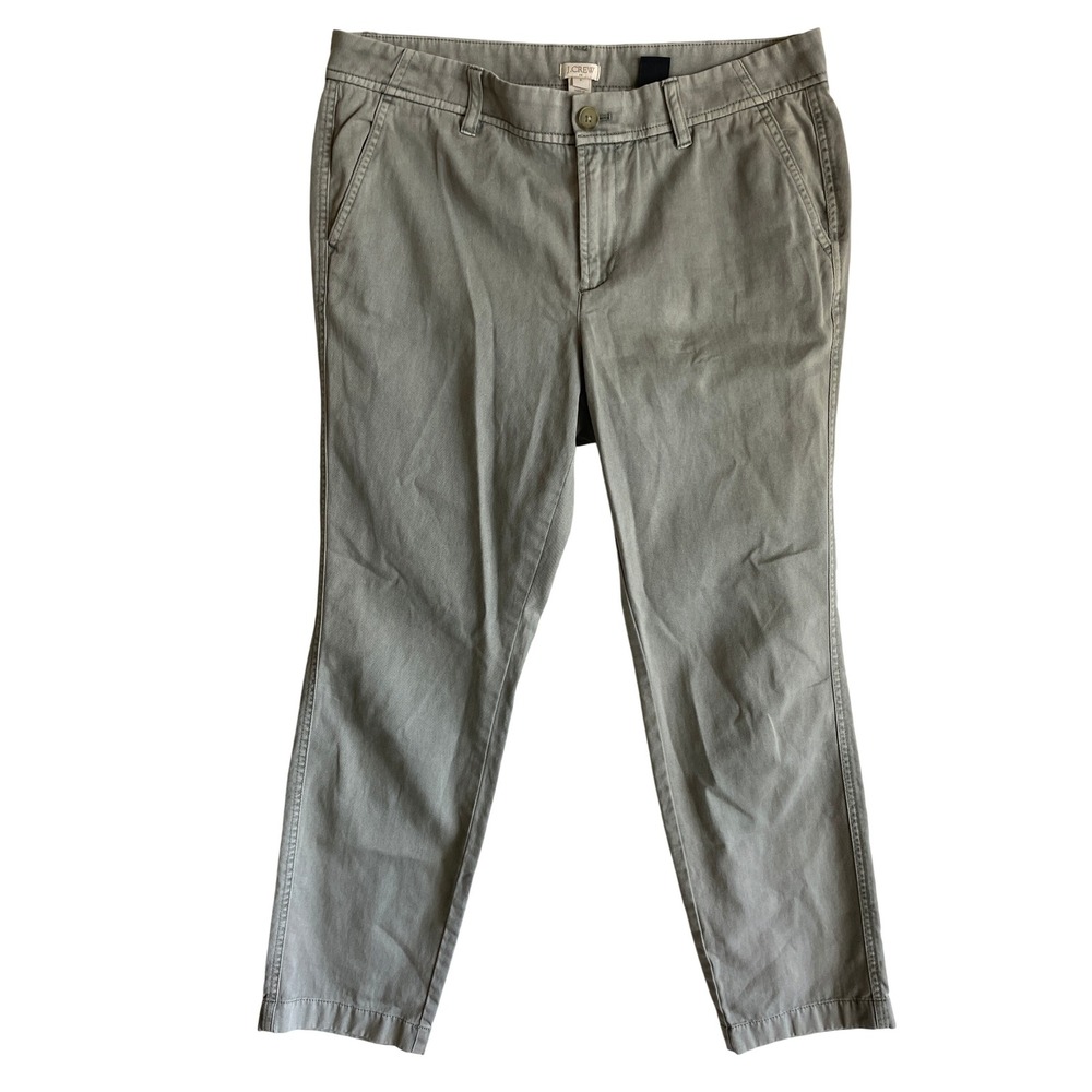J. Crew Womens City Fit Cropped Pants Khaki Green Casual‎ Chinos Size 6